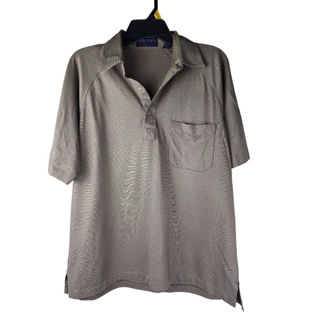 VTG 80s/90s Enro Cotton Mist Polo Shirt‎ M Brown Short Sleeve With Chest Pocket